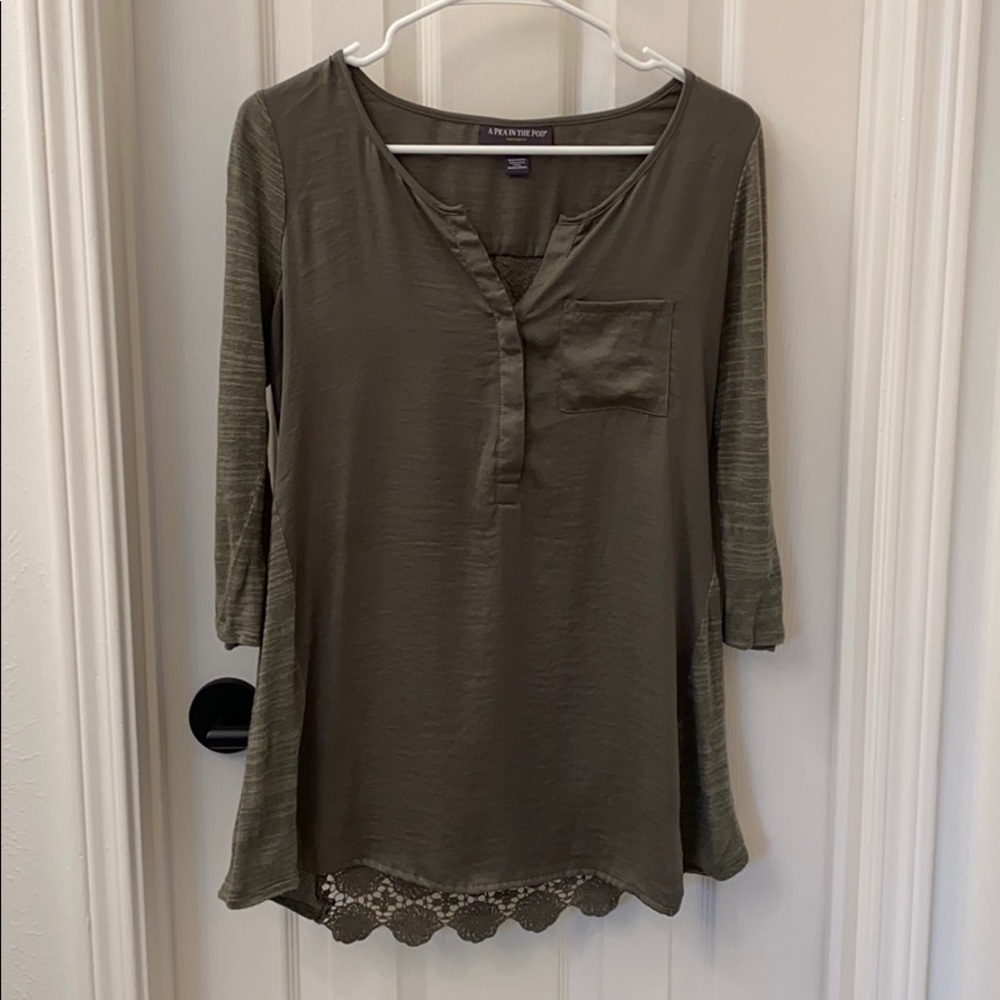 Olive green maternity shirt